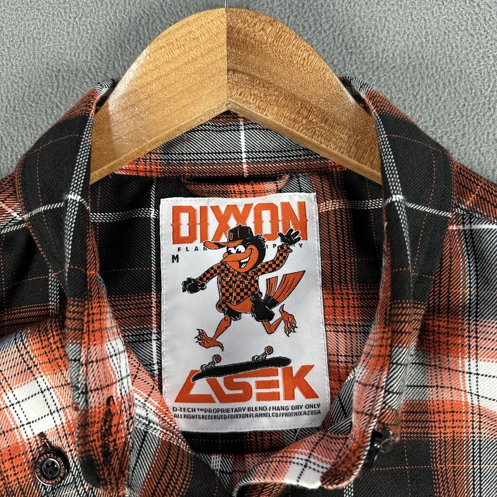 Dixxon Flannel Shirt Womens Medium Orange Black Bucky Lasek Skater Garage Punk - Picture 8 of 10